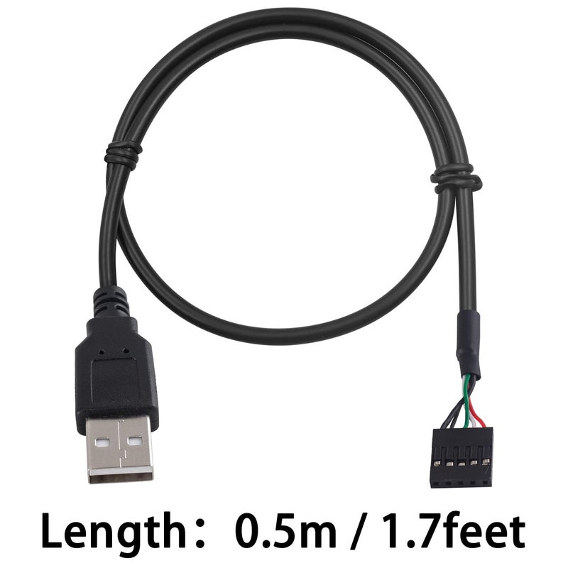 Duttek (2-Pack 50CM 5 Pin Motherboard Female Header to USB 2.0 Male Adapter Dupont Extender Cable (5Pin/USB M) - Image 3